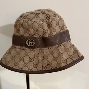 Gucci Tan and Brown GG Bucket Hat